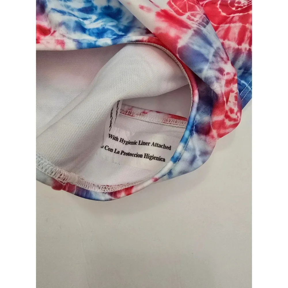 Cat & Jack Girls Tie Dye One Piece Swimsuit Red White Blue Size S 6/7 NWT